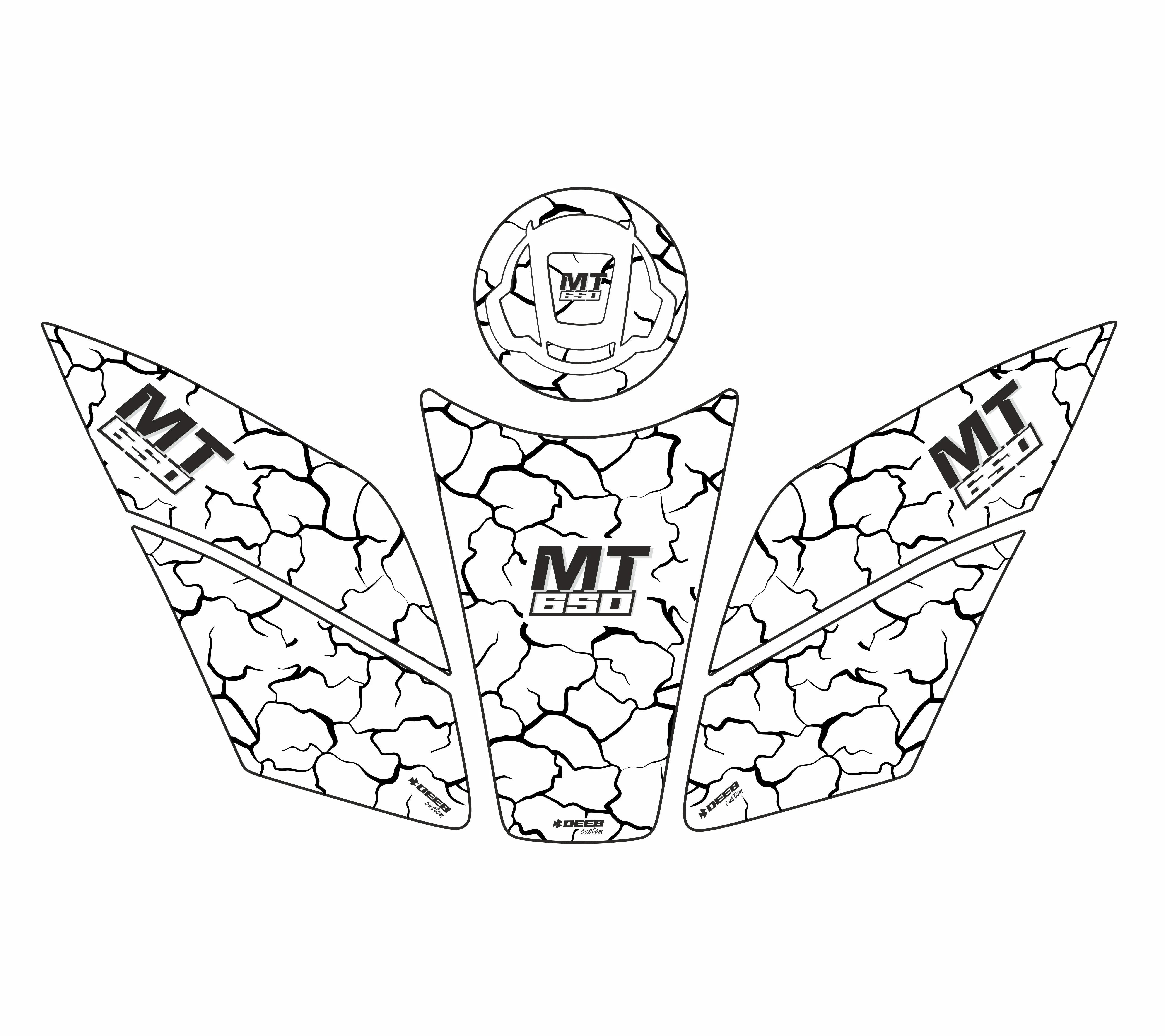 Stone Custom Tank Pad Siyah Beyaz - Deeb