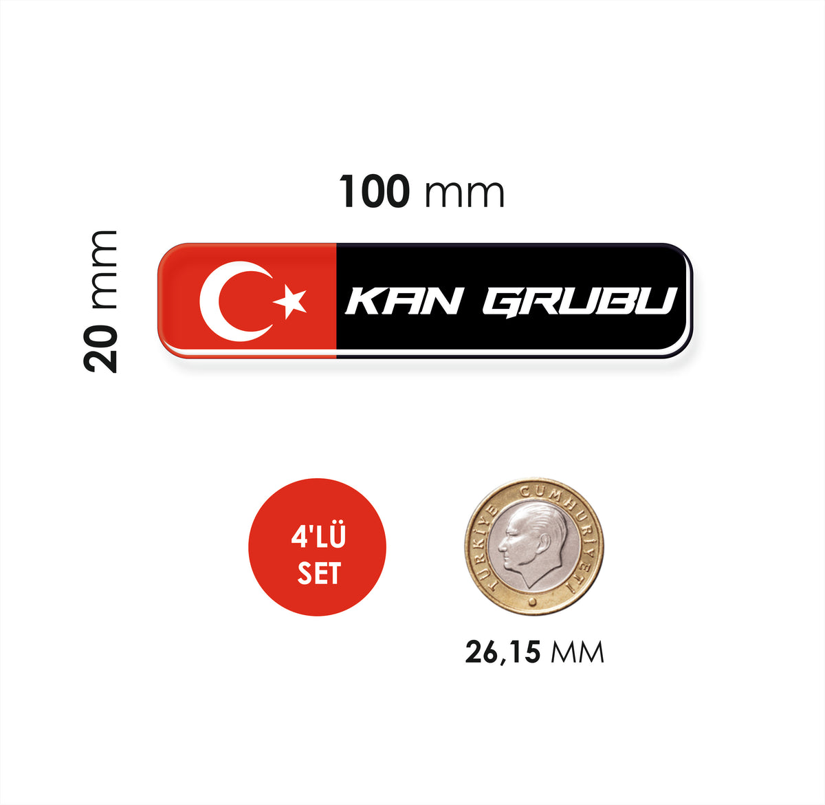Kan Grubu Sticker 4'lü Set