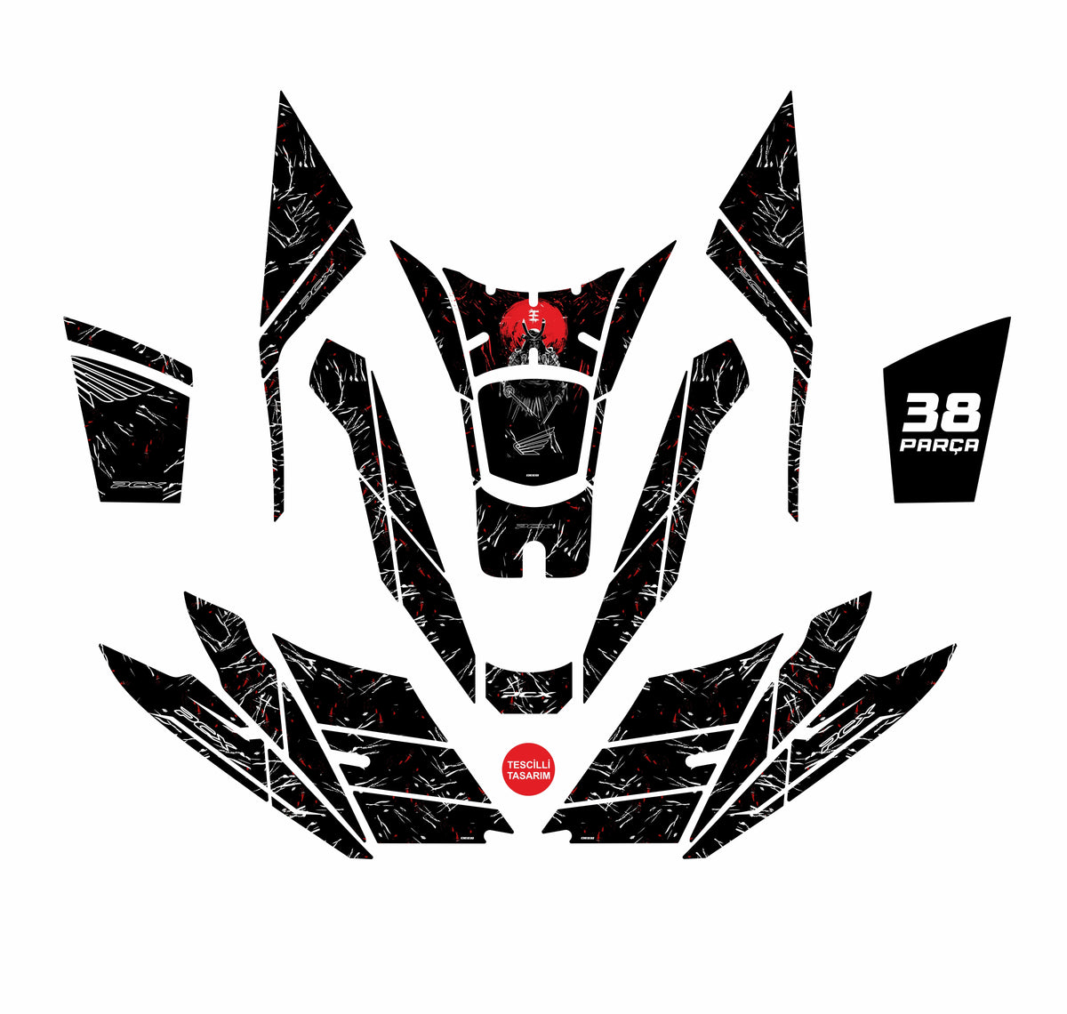 Pcx Full Tank Pad Set Samuray 2025 - 38 Parça