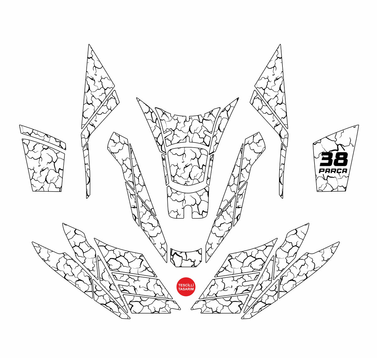 Pcx Full Tank Pad Set Stone 2025 - 38 Parça